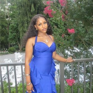 Chic Royal Blue Asymmetrical Dress